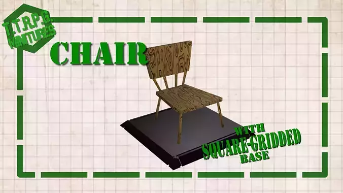 TTRPG and DnD Chair Miniature with Square Gridded Base