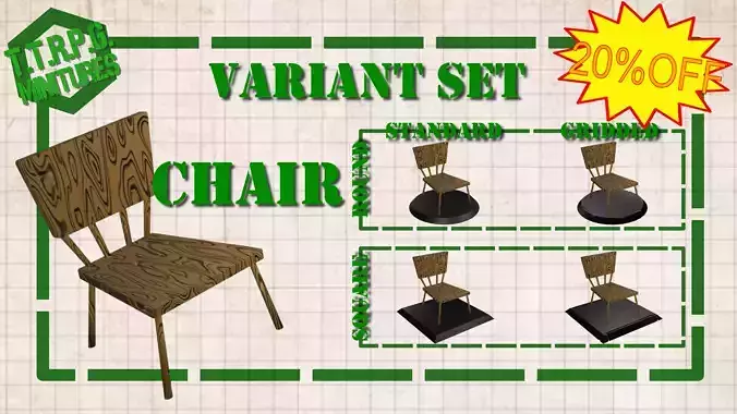TTRPG and DnD Chair Miniature Variant Set 3D Model Collection