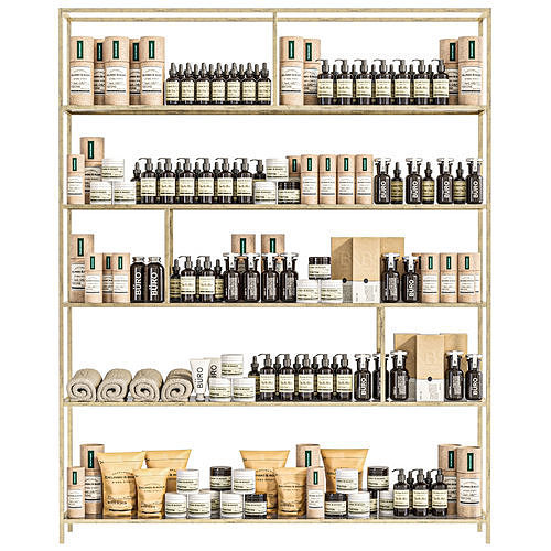 Rack in a beauty salon with luxury cosmetics 3D model