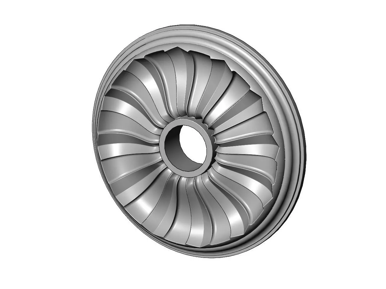 Faceted steps 450mm ceiling medalion rosette relief 3D print model_0