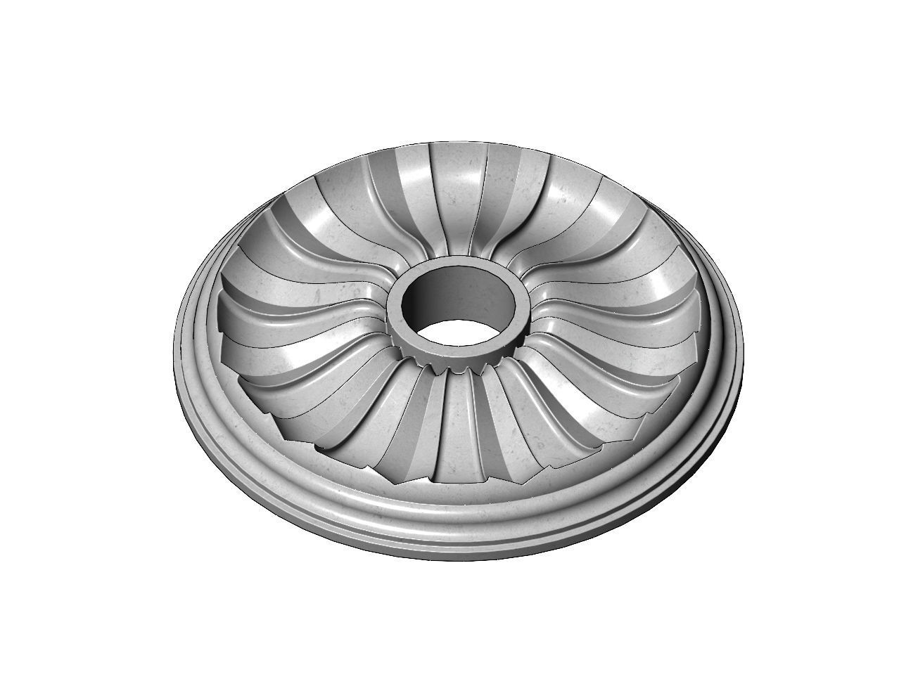 Faceted steps 450mm ceiling medalion rosette relief 3D print model_10