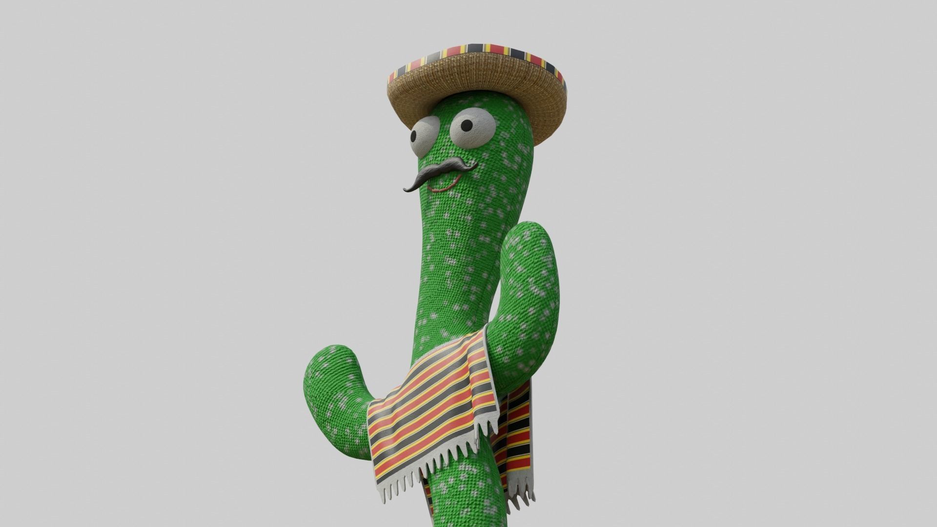 Mexican Dancing Cactus Toy - Rigged and Animated Low-poly 3D model_6