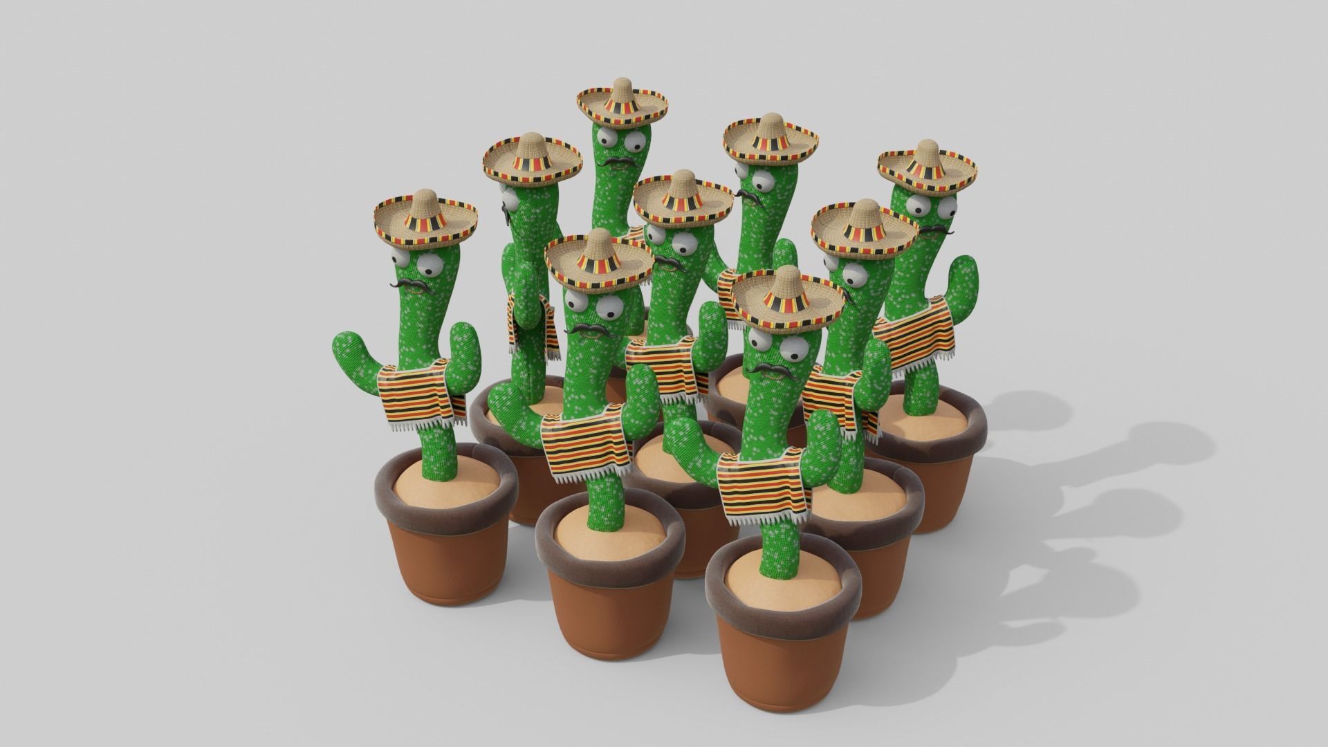 Mexican Dancing Cactus Toy - Rigged and Animated Low-poly 3D model_12