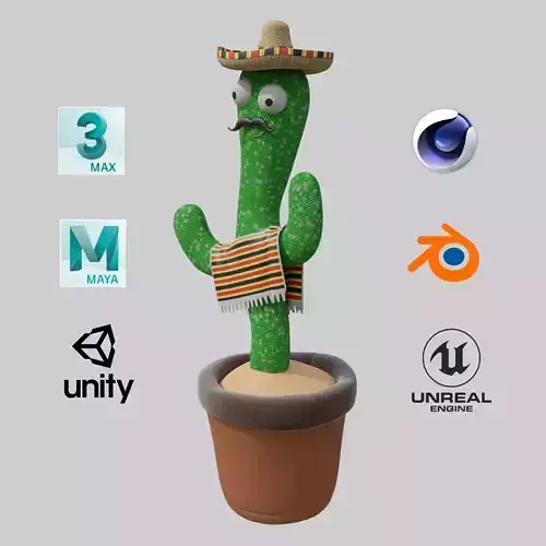 Mexican Dancing Cactus Toy - Rigged and Animated Low-poly 3D model
