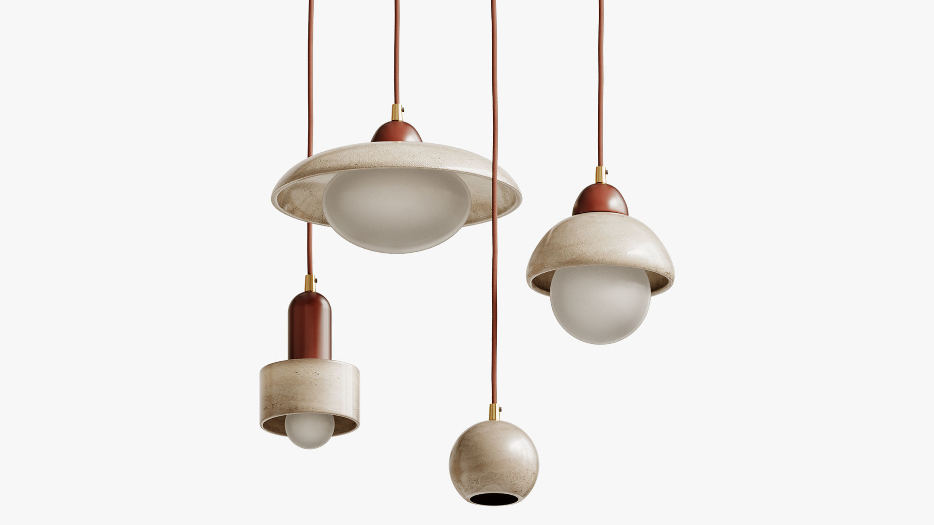 Travertine Pendant Lamp 3D model_2