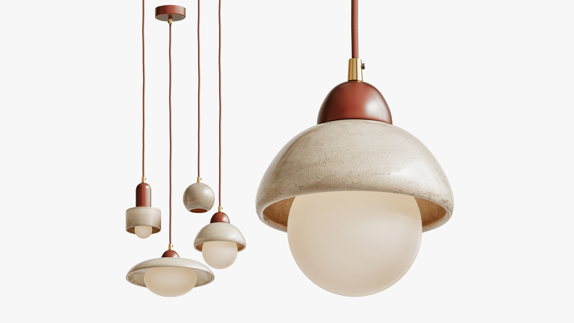 Travertine Pendant Lamp 3D model_3