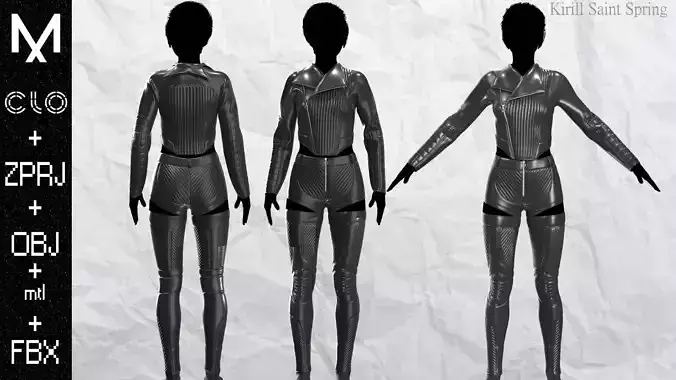 Motorcycle Outfit Marvelous designer Clo3d OBJ mtl FBX ZPRJ