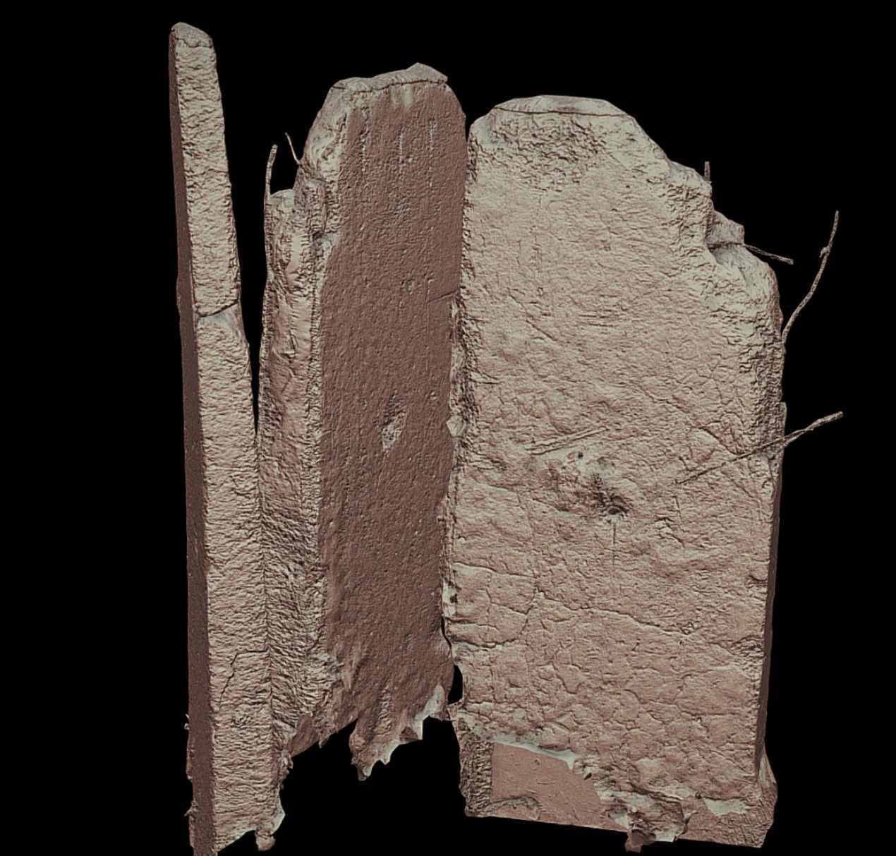 concrete fence damaged blocks debris photogrammetry Low-poly 3D model_3