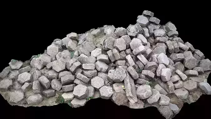 cobblestones pile debris ruins photogrammetry 