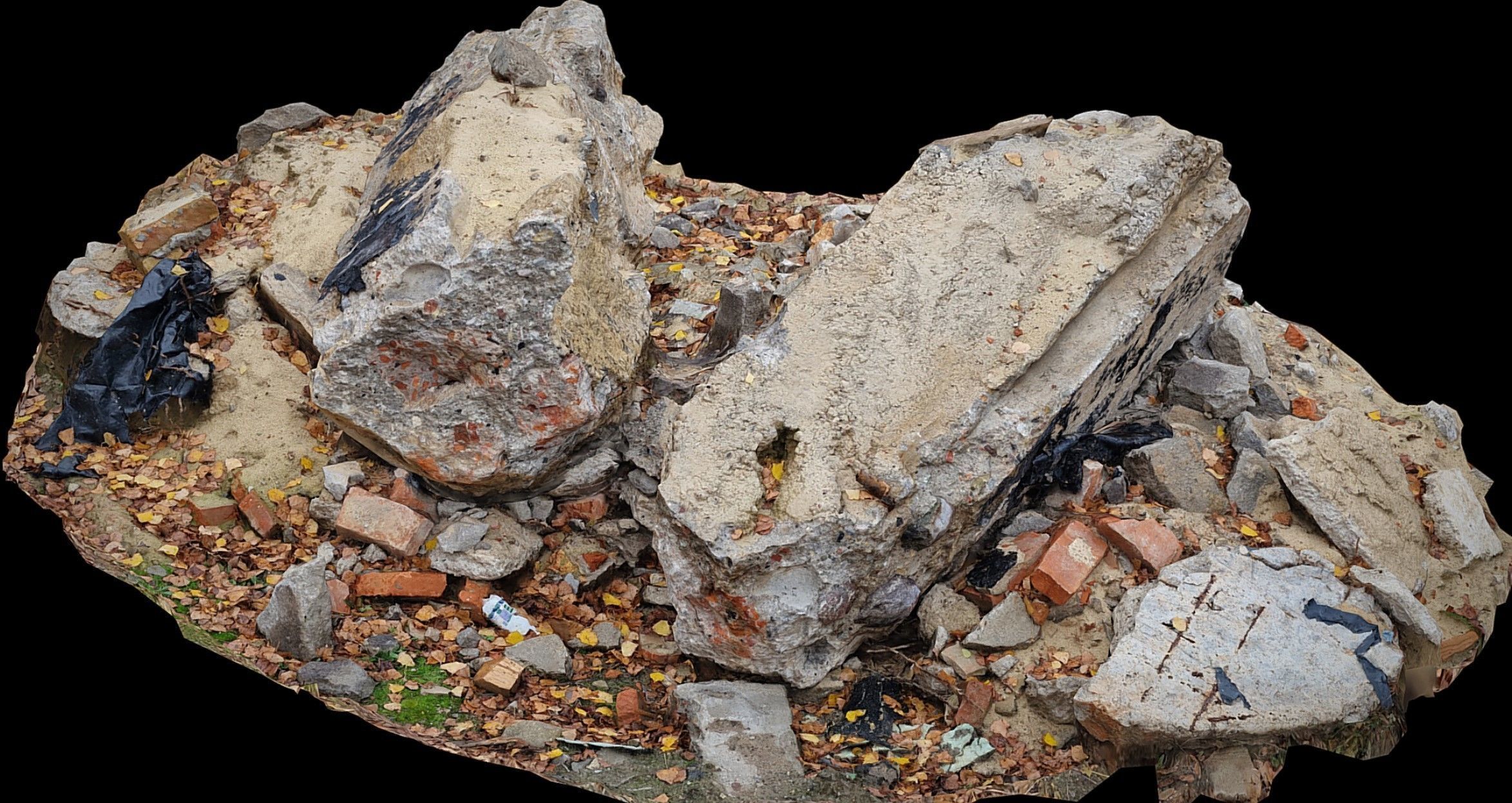 house ruins concrete bricks debris photogrammetry Low-poly 3D model_2