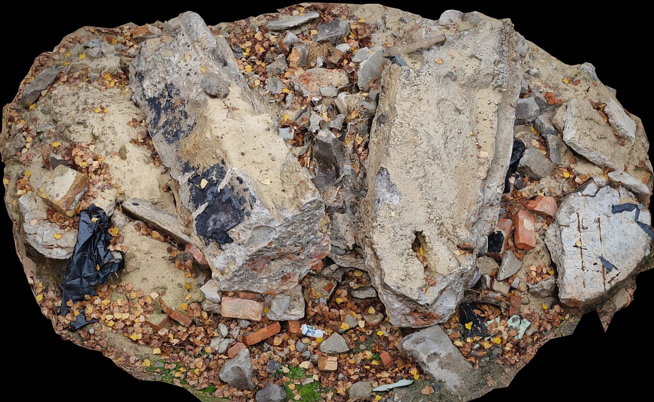 house ruins concrete bricks debris photogrammetry Low-poly 3D model_3