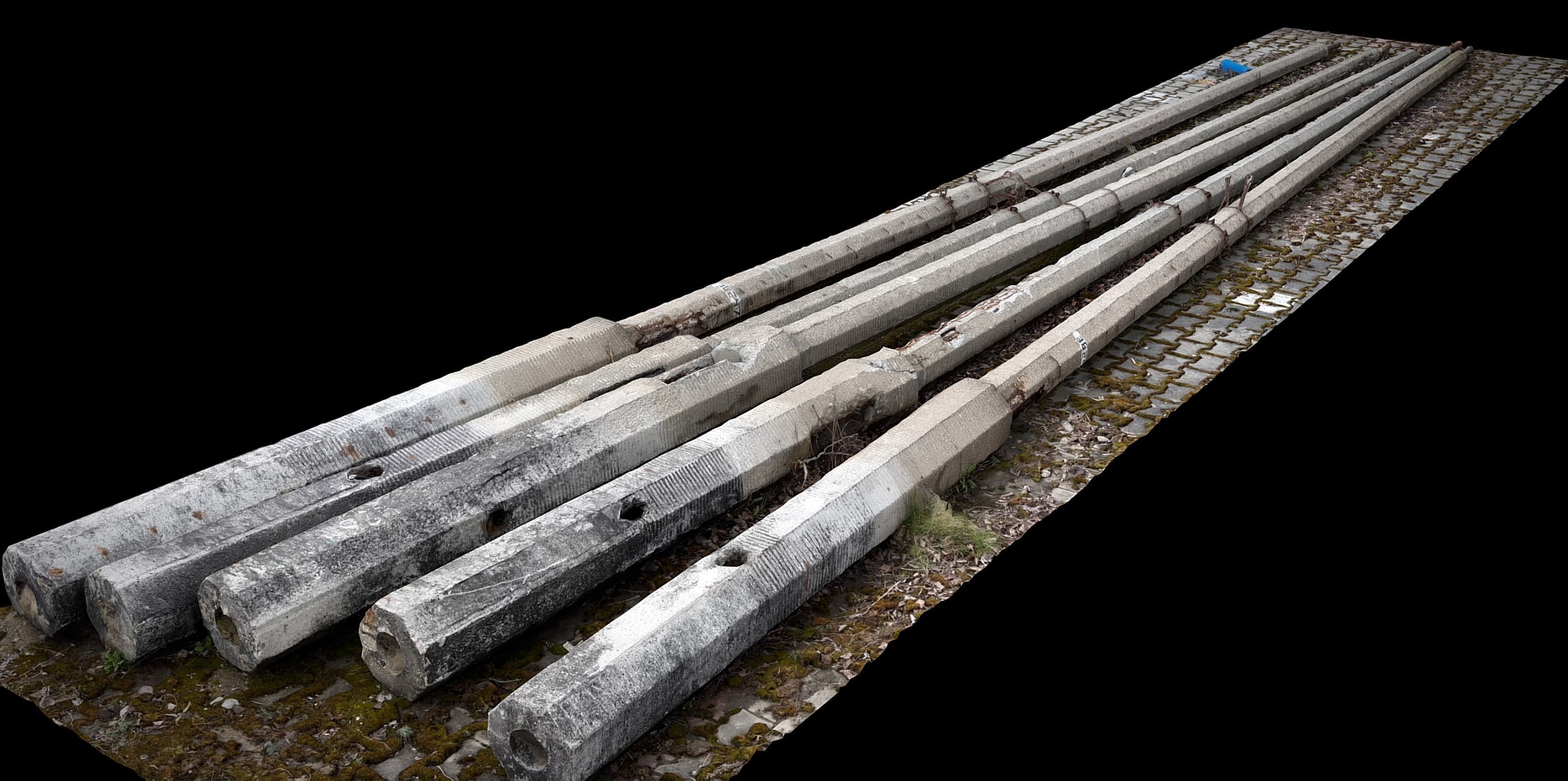 concrete broken lamps ground photogrammetry Low-poly 3D model_2