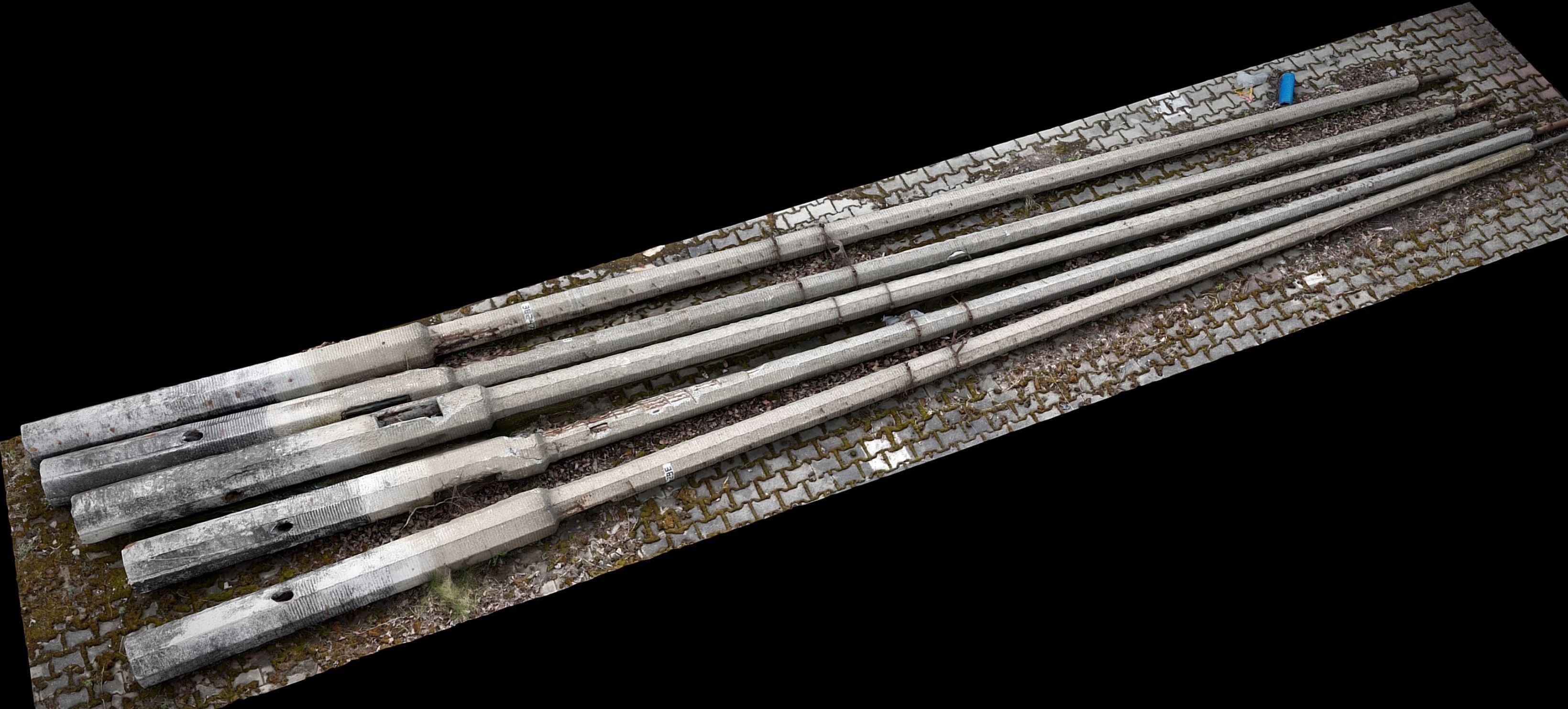 concrete broken lamps ground photogrammetry Low-poly 3D model_1