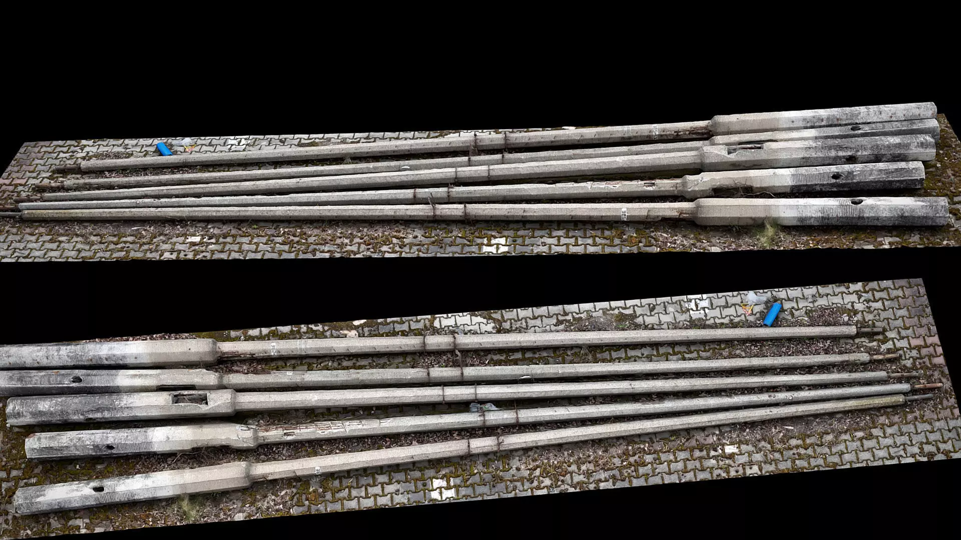 concrete broken lamps ground photogrammetry Low-poly 3D model_0