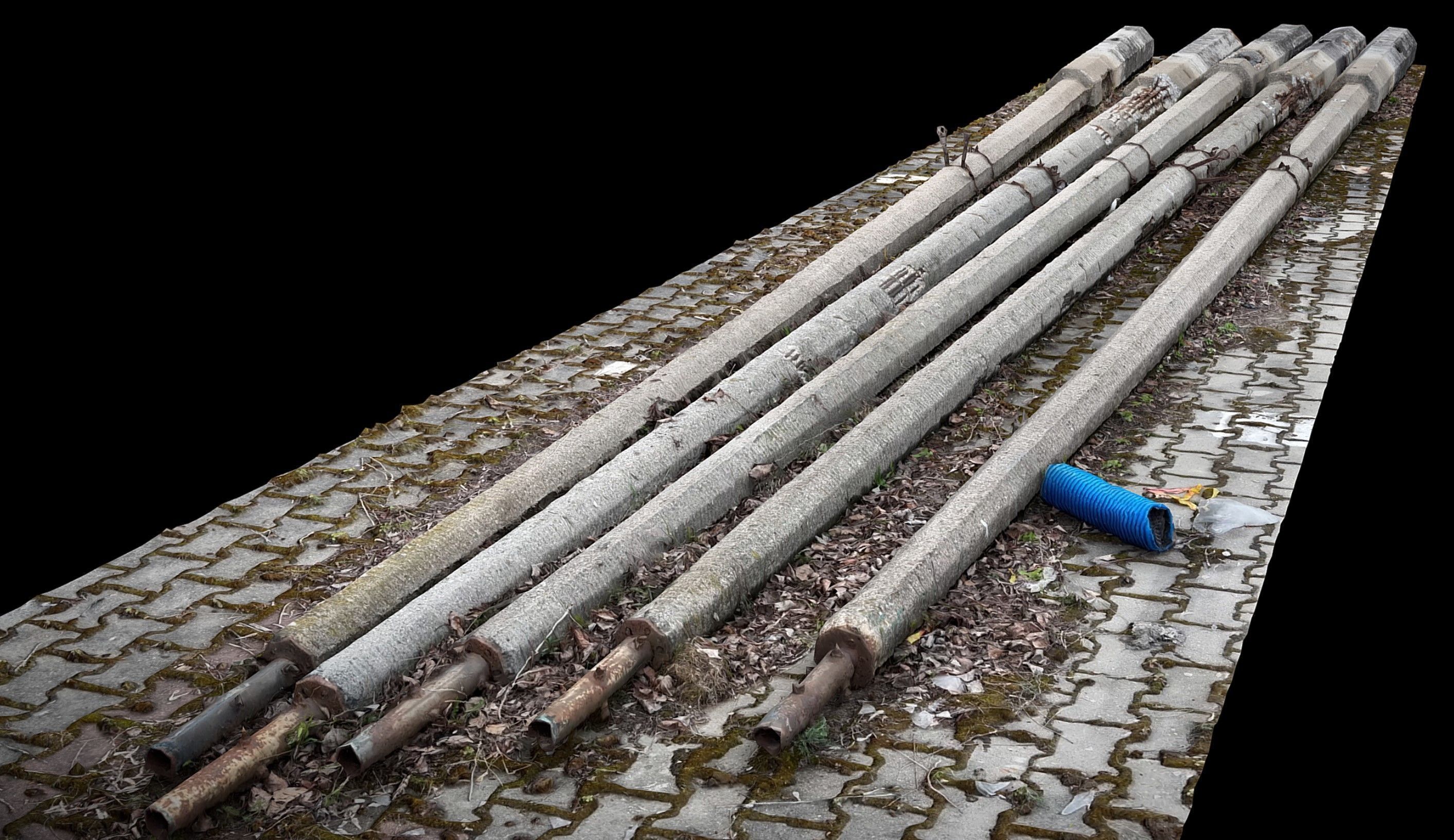 concrete broken lamps ground photogrammetry Low-poly 3D model_3