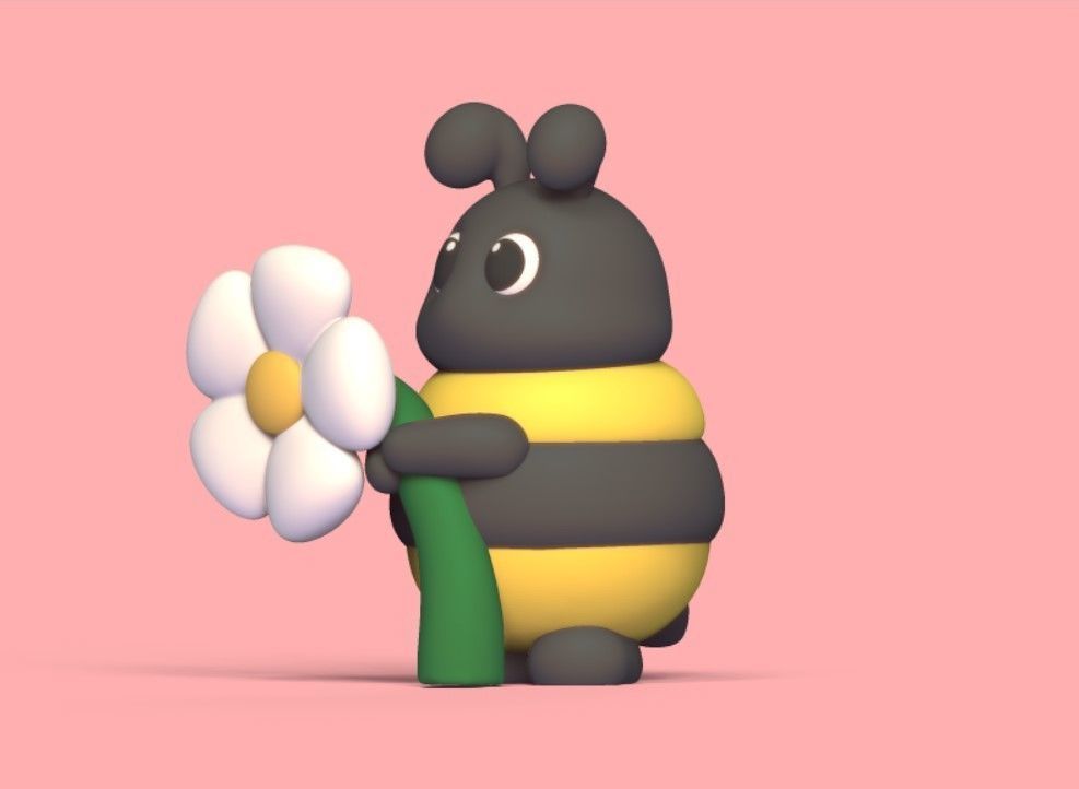 Bee Flower 3D print model_2