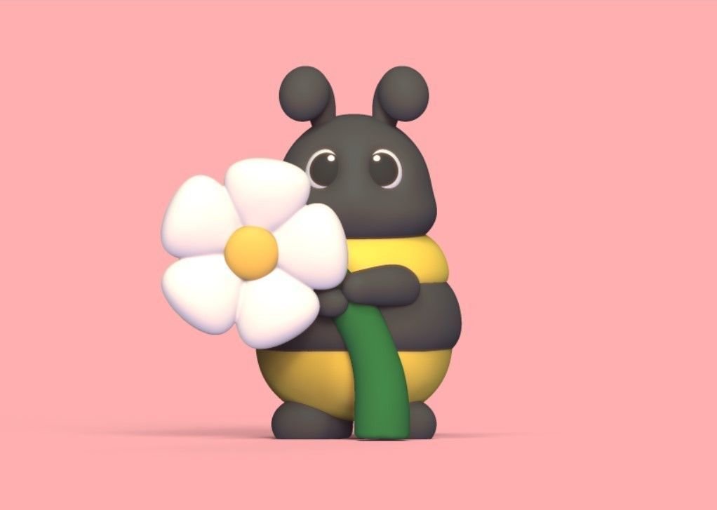 Bee Flower 3D print model_1