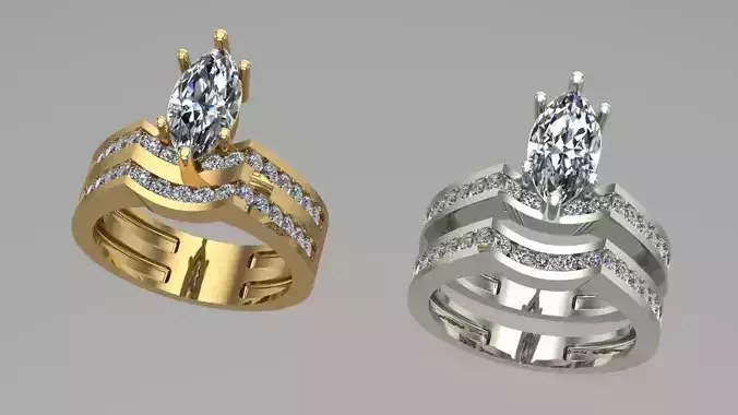 Elegant Infinity Marquise Diamond Ring - wedding set