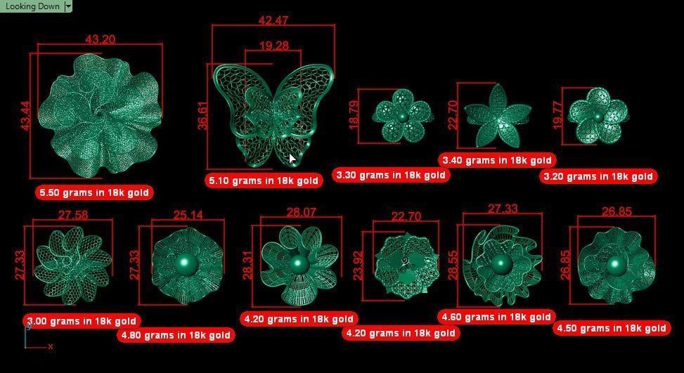 Golden Elegance - Nature-Inspired Ring Collection 3D print model_9