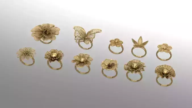 Golden Elegance - Nature-Inspired Ring Collection