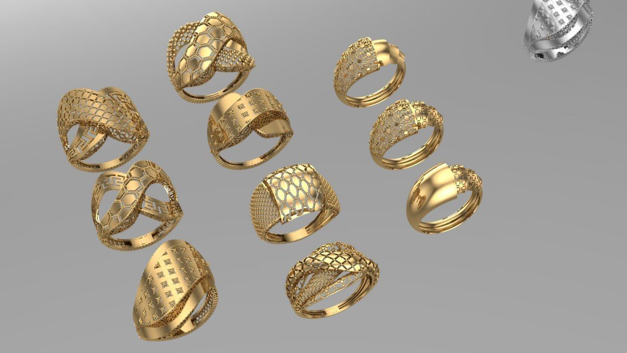 A Symphony of Rings - Elegance in Gold and Silver 3D print model_3