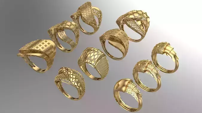 A Symphony of Rings - Elegance in Gold and Silver 3D print model