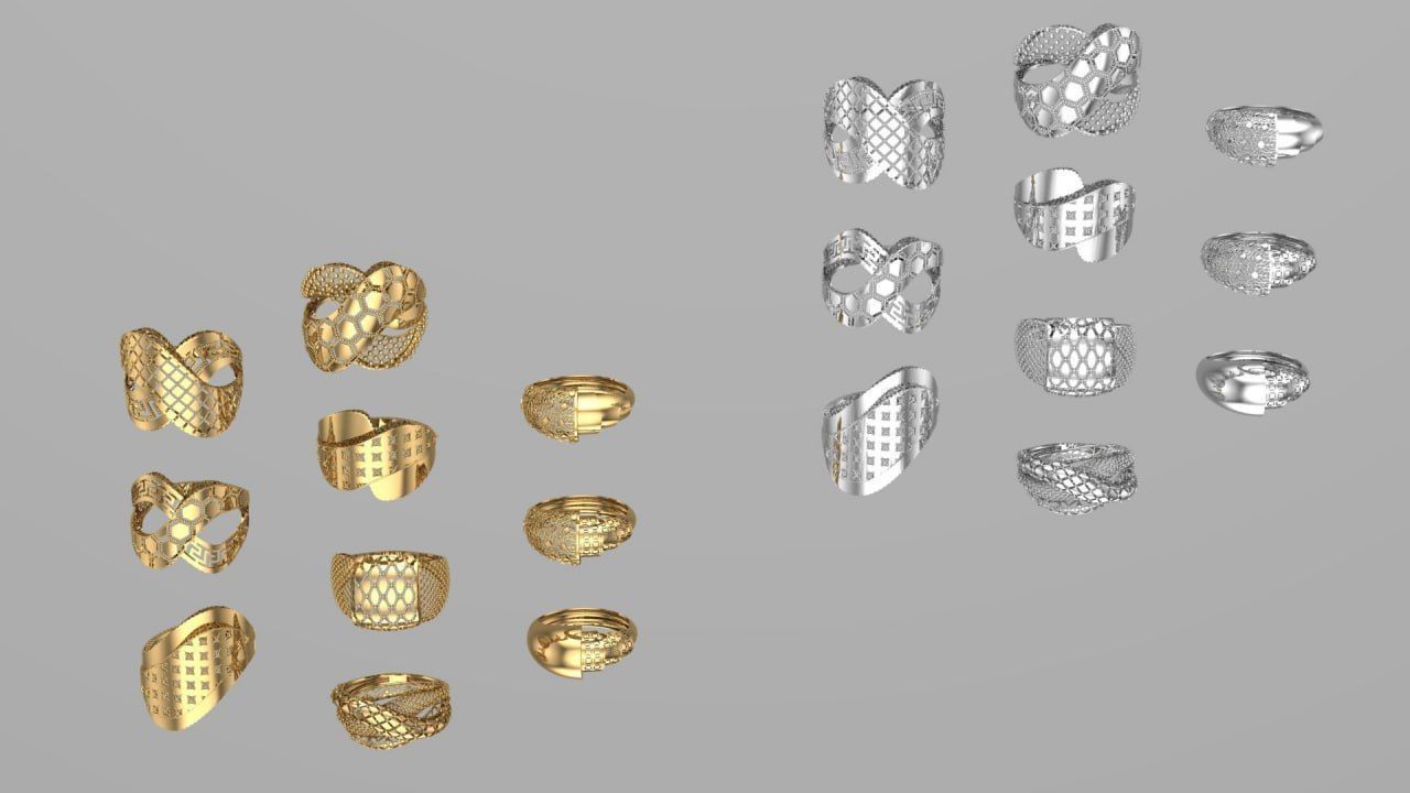 A Symphony of Rings - Elegance in Gold and Silver 3D print model_5