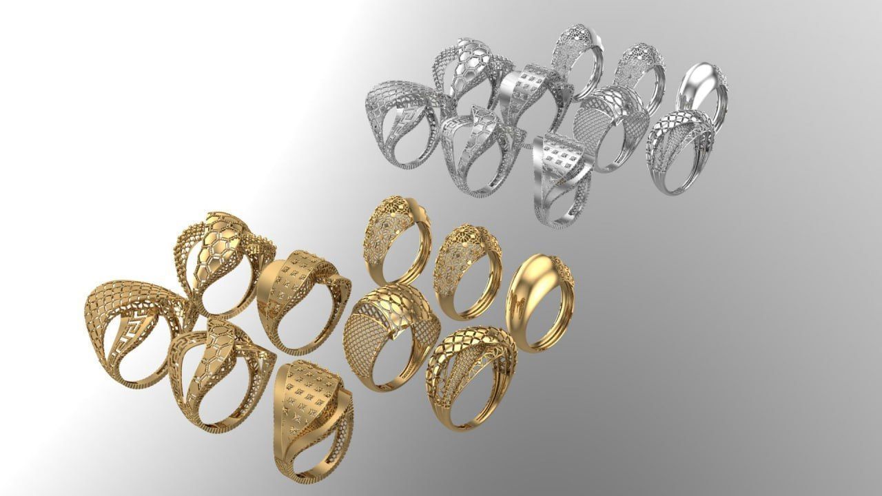 A Symphony of Rings - Elegance in Gold and Silver 3D print model_2
