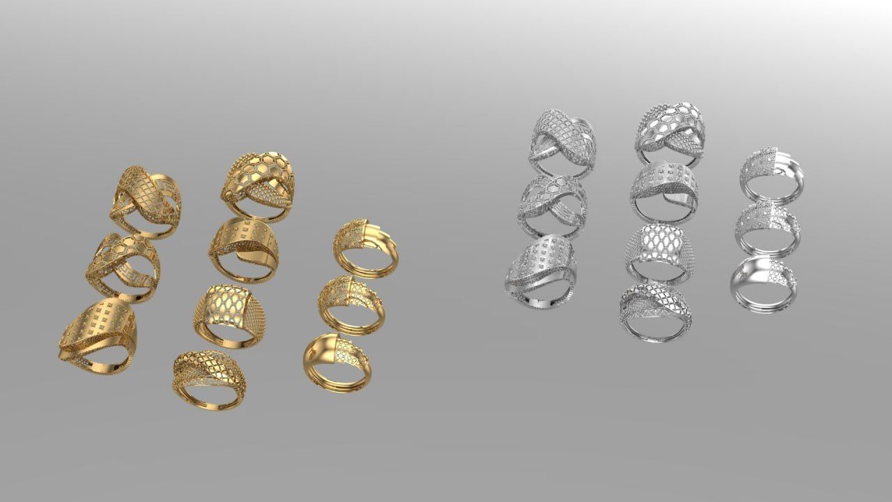 A Symphony of Rings - Elegance in Gold and Silver 3D print model_1
