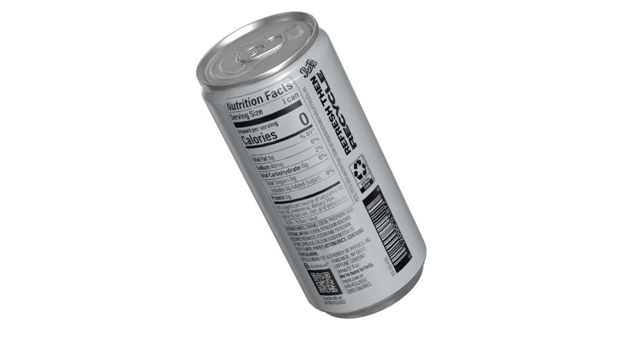 Pepsi Diet Drink Can Slim 190ml 01 Low-poly 3D model_13