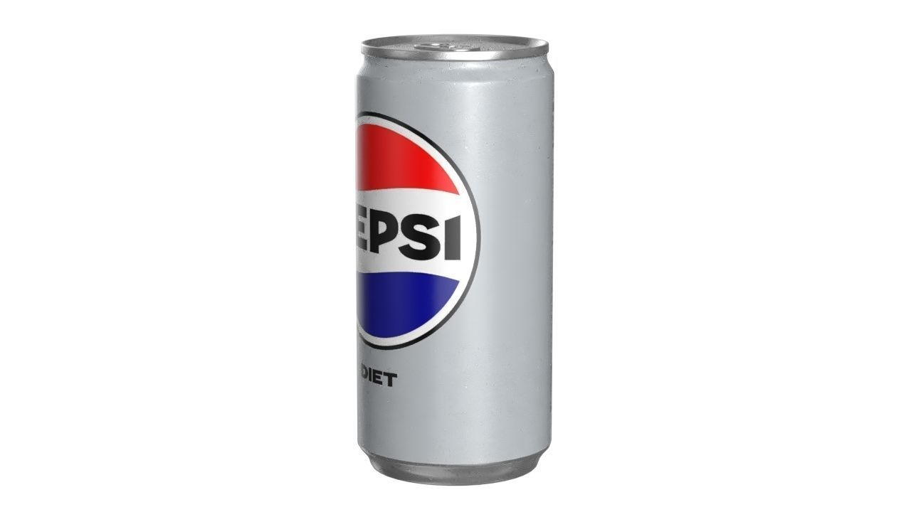 Pepsi Diet Drink Can Slim 190ml 01 Low-poly 3D model_6