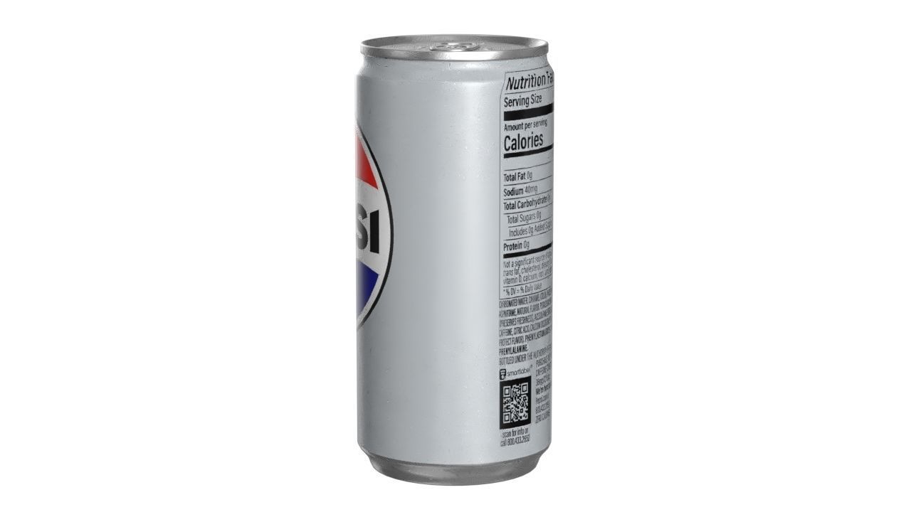 Pepsi Diet Drink Can Slim 190ml 01 Low-poly 3D model_5