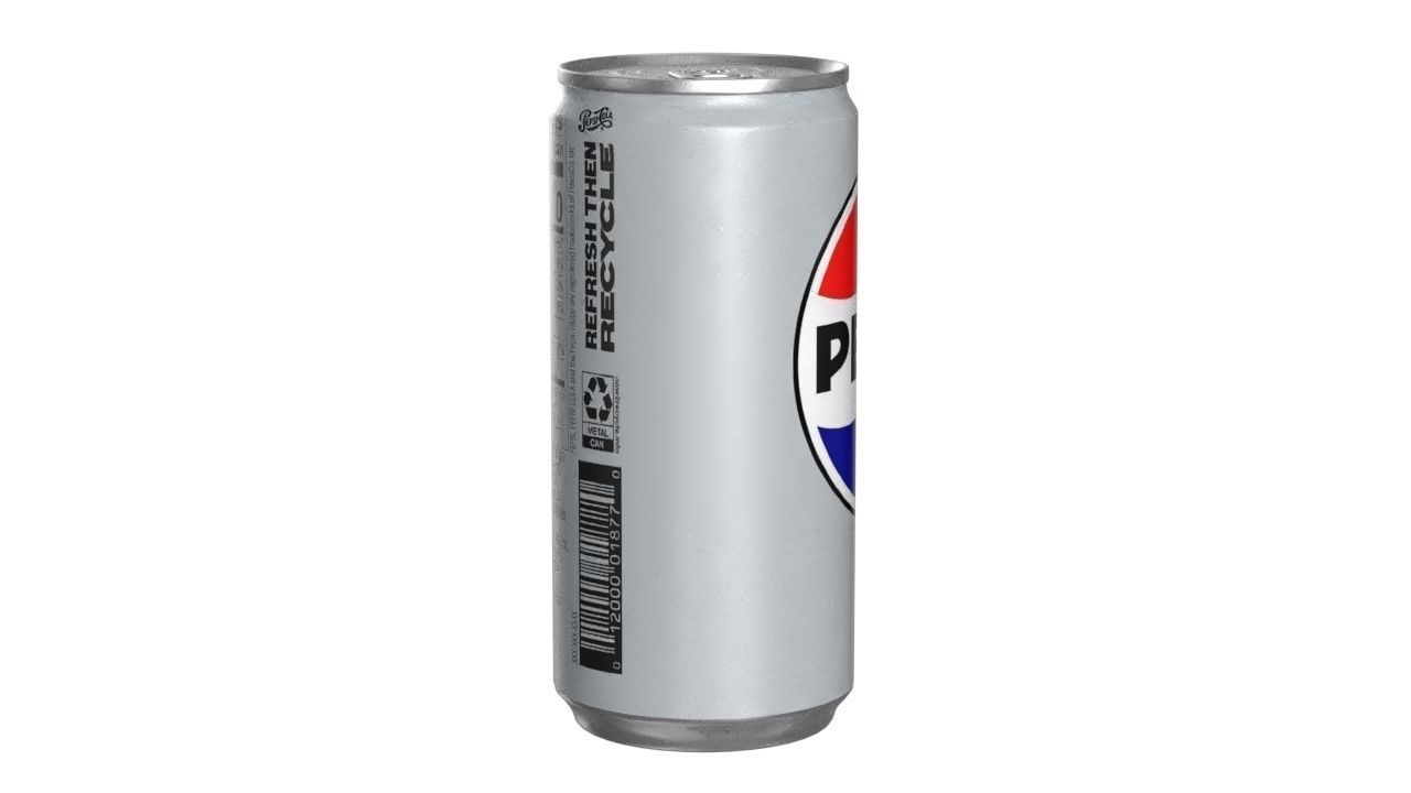 Pepsi Diet Drink Can Slim 190ml 01 Low-poly 3D model_2