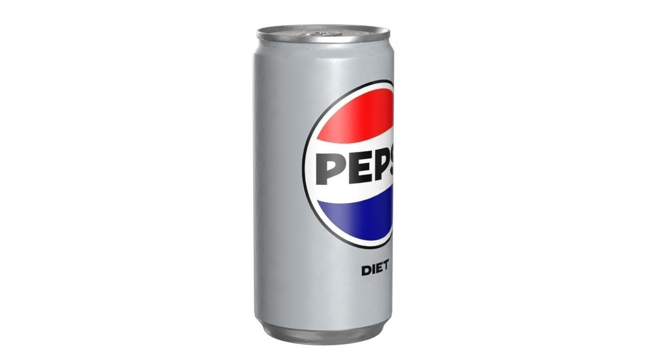 Pepsi Diet Drink Can Slim 190ml 01 Low-poly 3D model_1