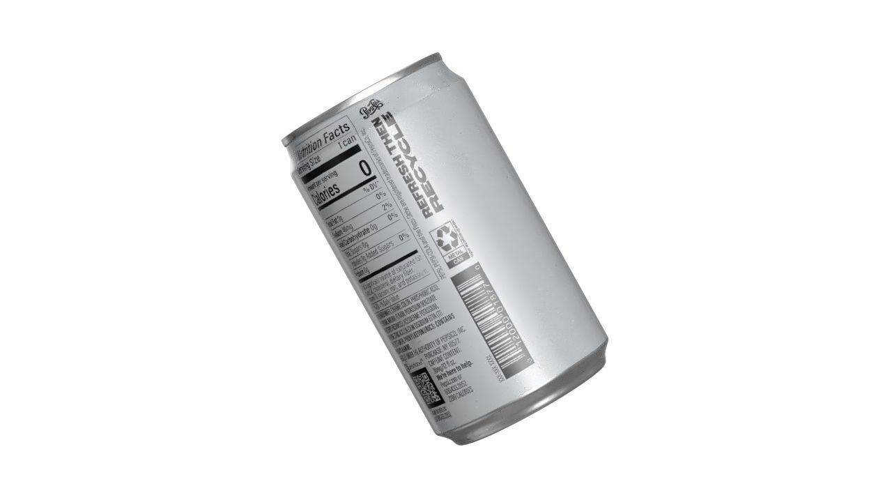Pepsi Diet Drink Can Sleek 200ml 03 Low-poly 3D model_13