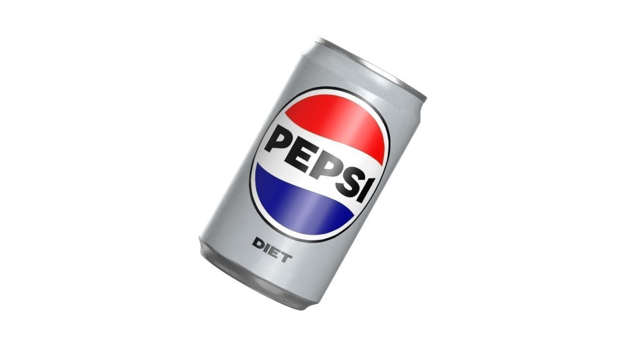 Pepsi Diet Drink Can Sleek 200ml 03 Low-poly 3D model_10