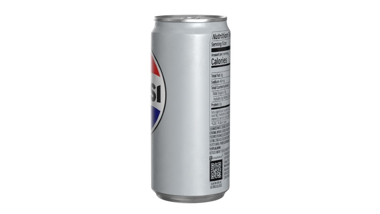 Pepsi Diet Drink Can Sleek 270ml 05 Low-poly 3D model_5