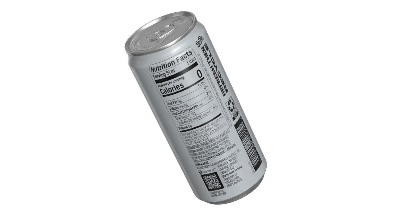 Pepsi Diet Drink Can Sleek 270ml 05 Low-poly 3D model_13