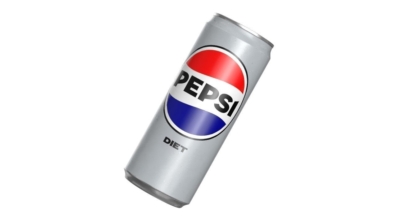 Pepsi Diet Drink Can Sleek 310ml 06 Low-poly 3D model_9