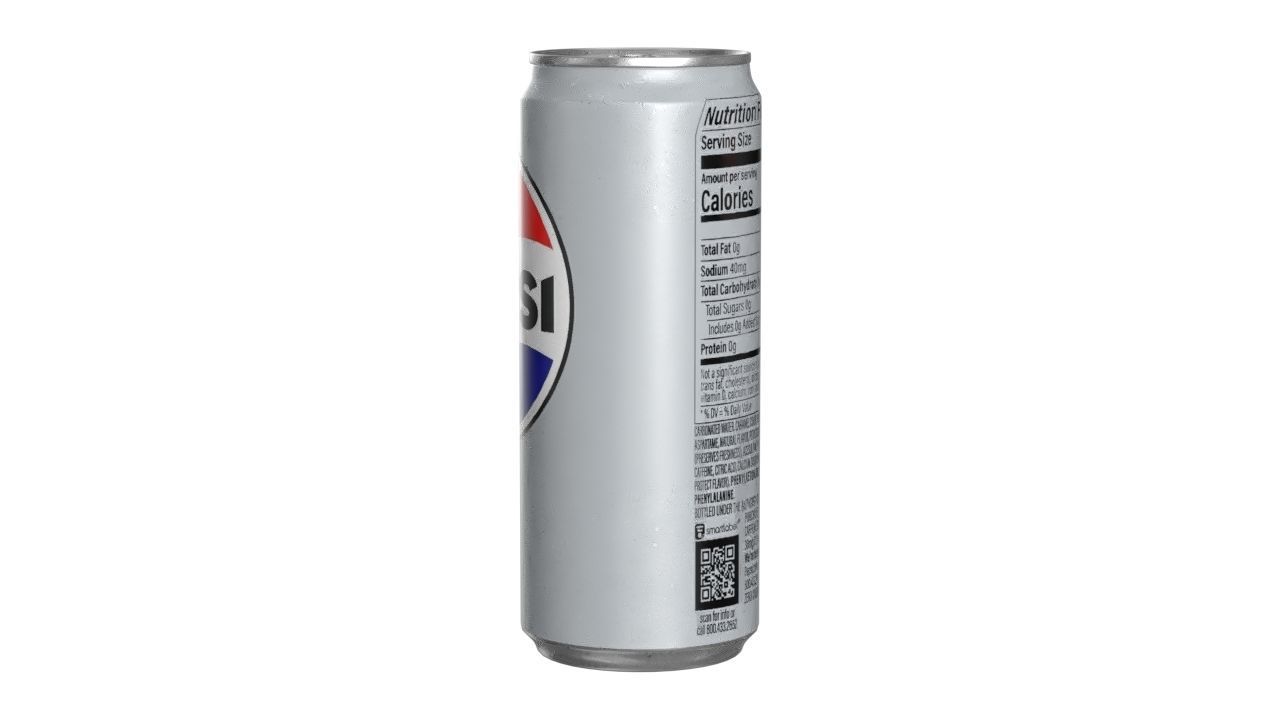 Pepsi Diet Drink Can Sleek 310ml 06 Low-poly 3D model_5