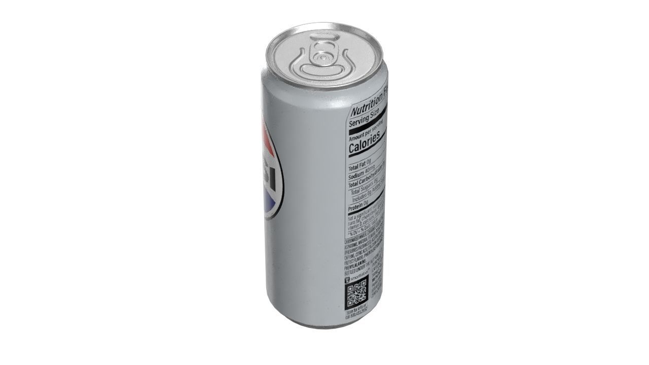 Pepsi Diet Drink Can Sleek 310ml 06 Low-poly 3D model_7