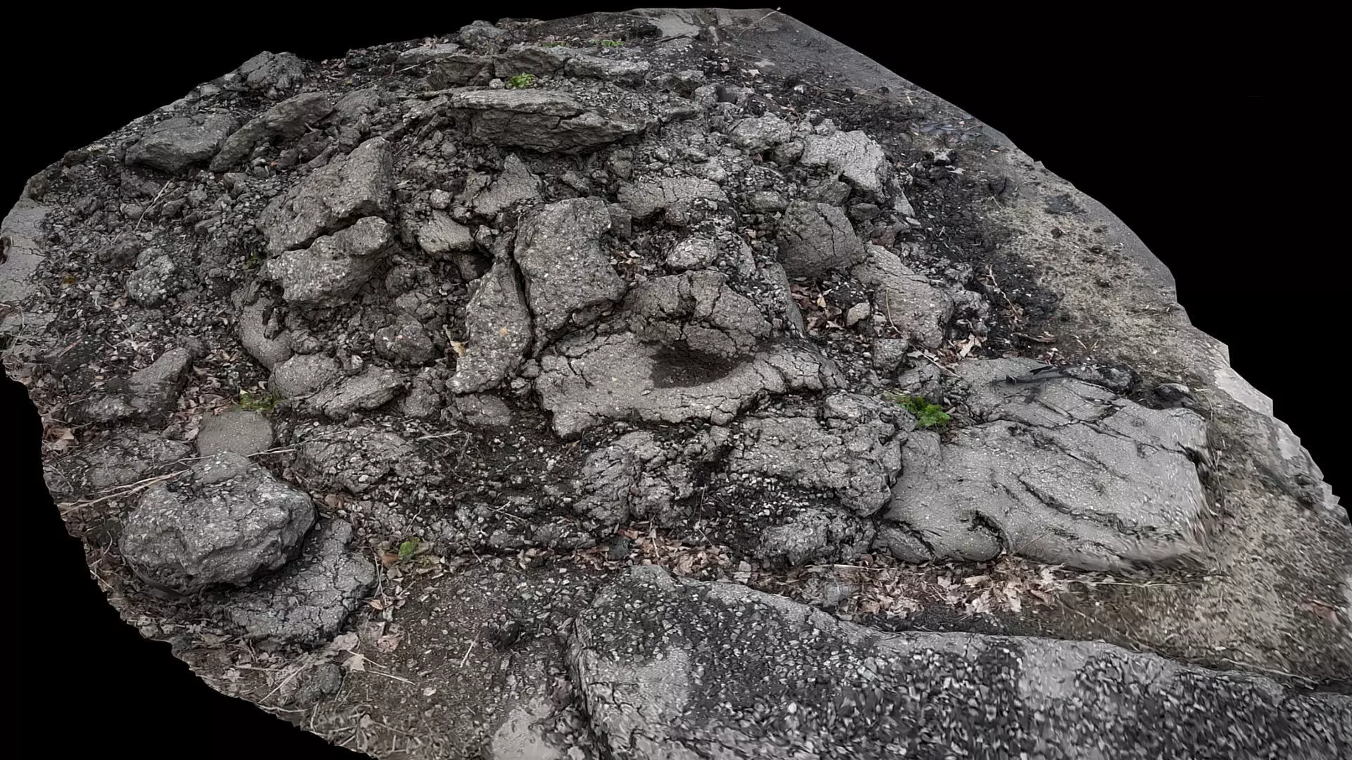 asphalt debris pile ground photogrammetry Low-poly 3D model_0
