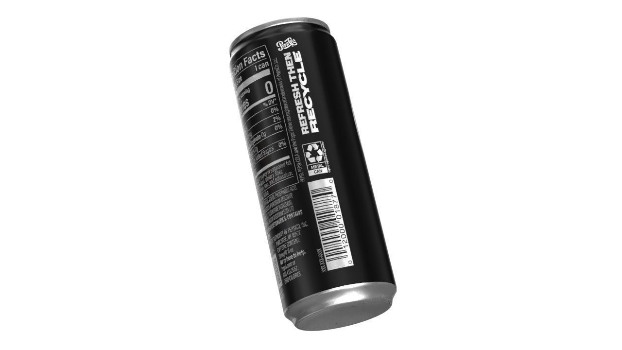 Pepsi Zero Drink Can Slim 250ml 02 Low-poly 3D model_11