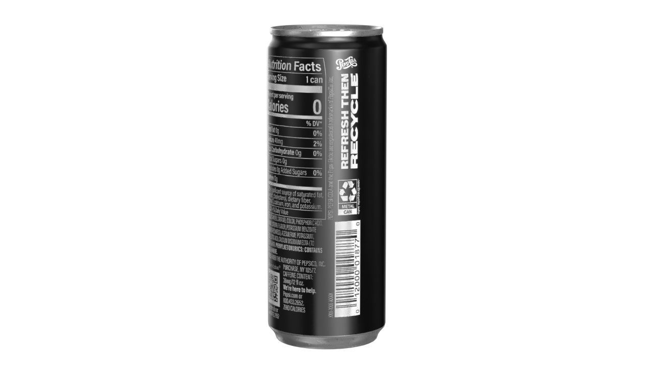 Pepsi Zero Drink Can Slim 250ml 02 Low-poly 3D model_3