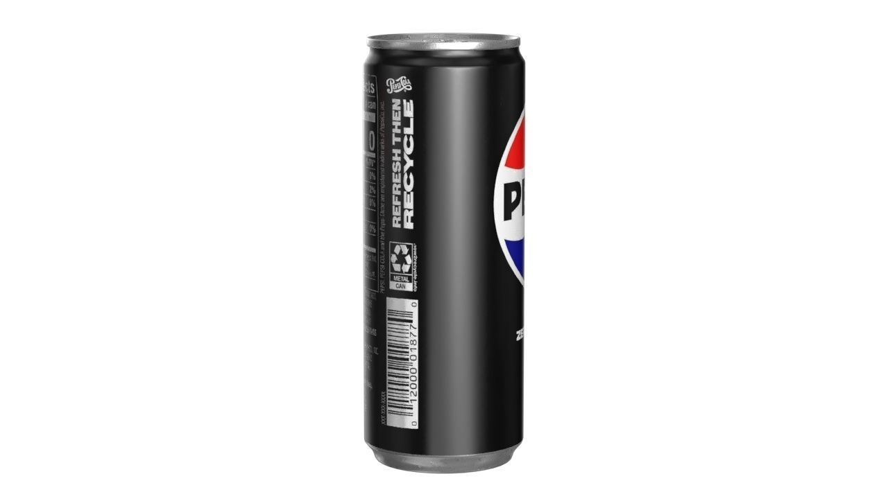 Pepsi Zero Drink Can Slim 250ml 02 Low-poly 3D model_2