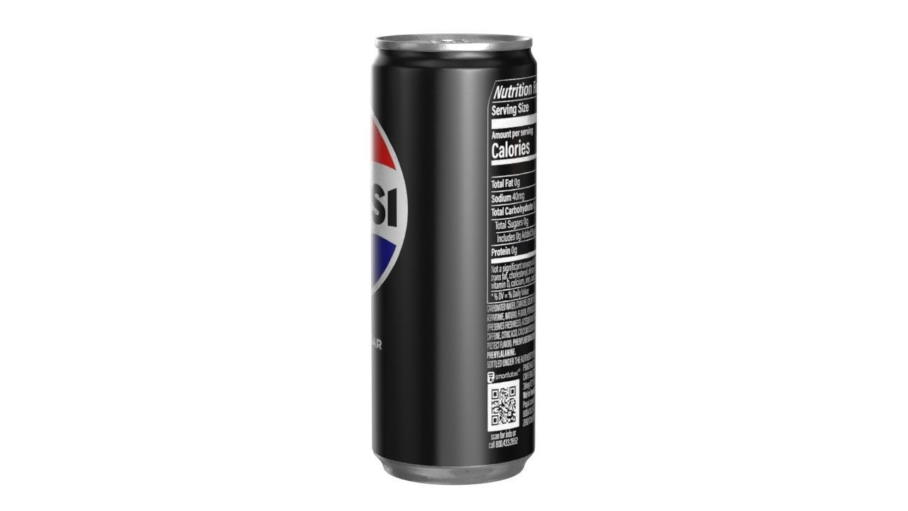 Pepsi Zero Drink Can Slim 250ml 02 Low-poly 3D model_5