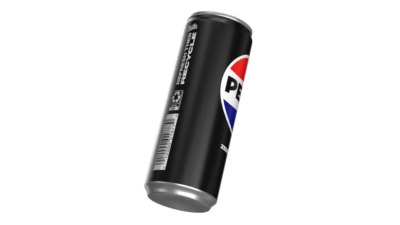 Pepsi Zero Drink Can Slim 250ml 02 Low-poly 3D model_10