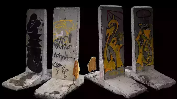 concrete barriers industrial fence blockades photogrammetry