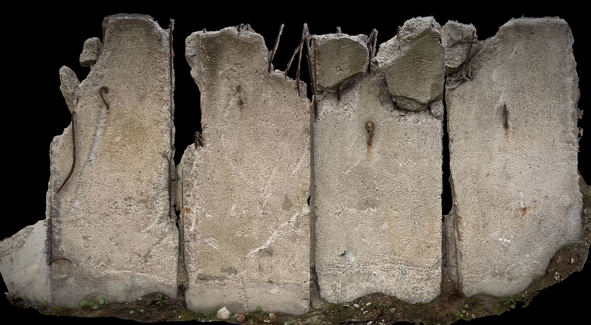 concrete broken fence industrial wall photogrammetry Low-poly 3D model_3