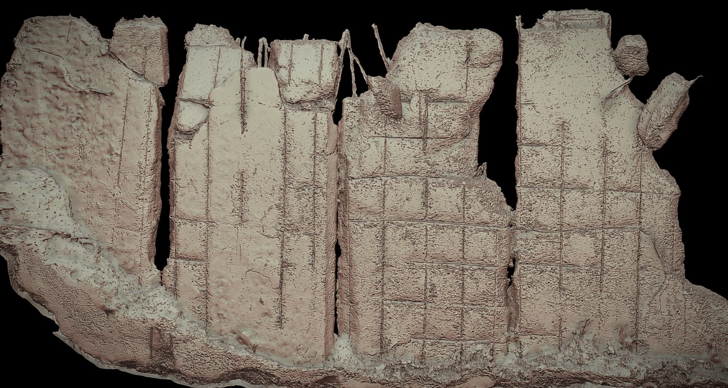 concrete broken fence industrial wall photogrammetry Low-poly 3D model_4